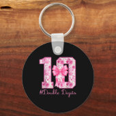 Double Digits 10th Birthday Girl Nk Coquette Bow 1 Sleutelhanger (Voorkant)