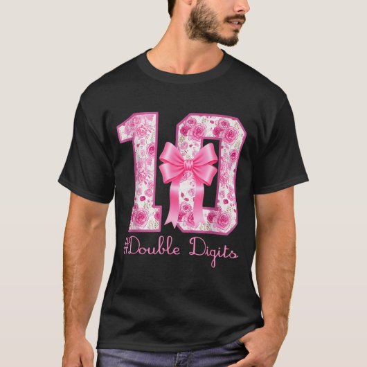 Double Digits 10th Birthday Girl Nk Coquette Bow 1 T-shirt (Voorkant)