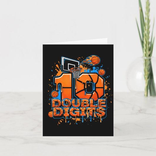 Double Digits Birthday 10 Year Old Boy Basketball Kaart (Voorkant)