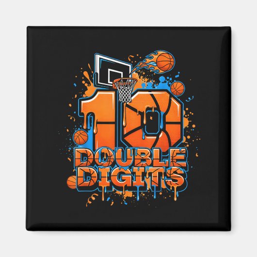 Double Digits Birthday 10 Year Old Boy Basketball Magneet (Voorkant)