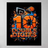 Double Digits Birthday 10 Year Old Boy Basketball  Poster (Voorkant)