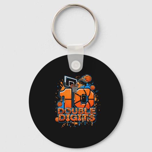 Double Digits Birthday 10 Year Old Boy Basketball Sleutelhanger (Voorkant)