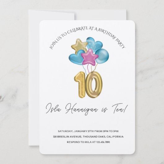 Double Digits Birthday Bash Kaart (Voorkant)