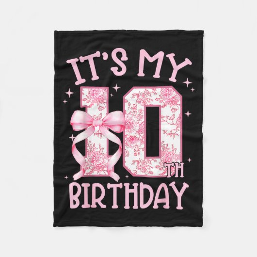 Double Digits Birthday Girl 10th Birthday Coquette Fleece Deken (Voorkant)