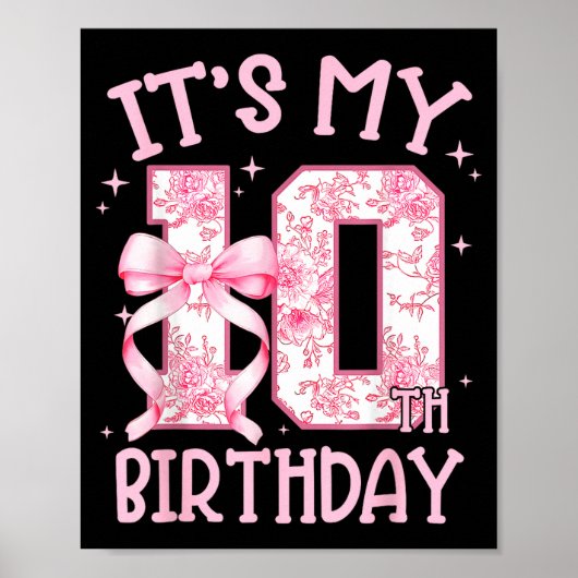 Double Digits Birthday Girl 10th Birthday Coquette Poster (Voorkant)
