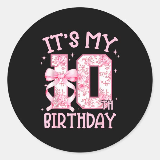 Double Digits Birthday Girl 10th Birthday Coquette Ronde Sticker (Voorkant)