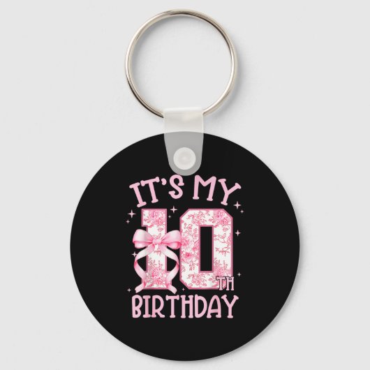 Double Digits Birthday Girl 10th Birthday Coquette Sleutelhanger (Voorkant)