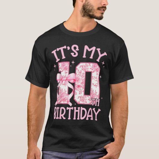Double Digits Birthday Girl 10th Birthday Coquette T-shirt (Voorkant)