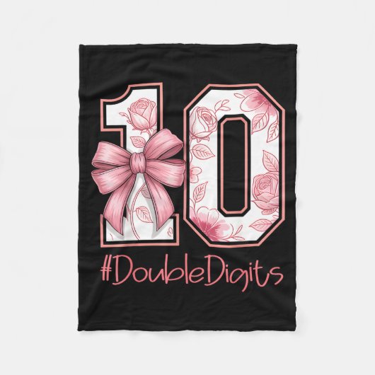 Double Digits Birthday Girl 10th Nk Coquette Bow F Fleece Deken (Voorkant)