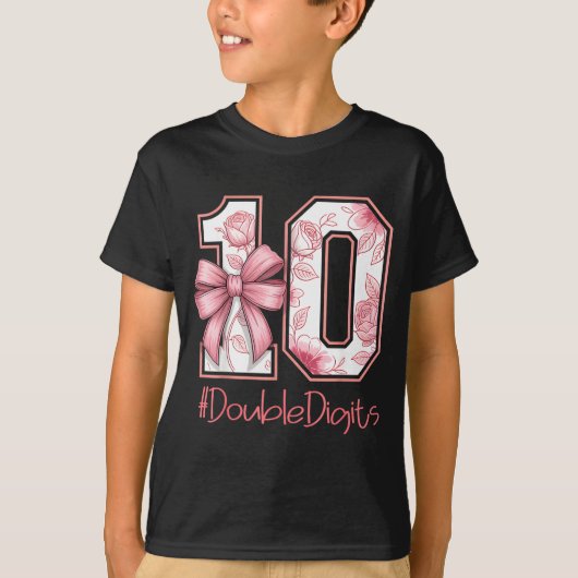 Double Digits Birthday Girl 10th Nk Coquette Bow F T-shirt (Voorkant)