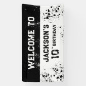 Double Digits Black Grunge 10th Birthday Welcome Spandoek (Verticaal)