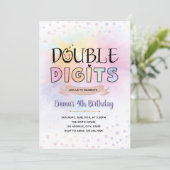 Double Digits Groovy verjaardagsuitnodiging Kaart (Staand voorkant)
