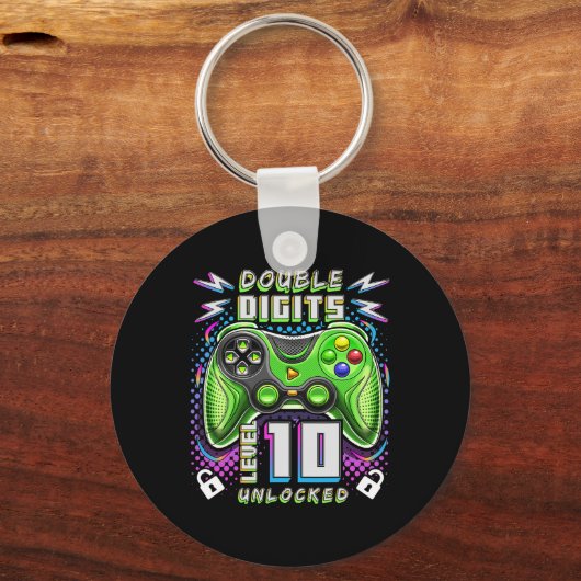 Double Digits Level 10 Unlocked Video Game 10th Bi Sleutelhanger (Voorkant)