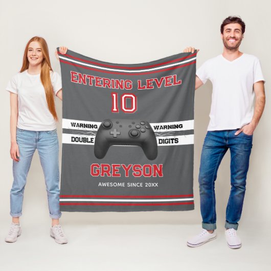 Double digits! Perfect Ten Year old Birthday Flee Fleece Deken (In situ)