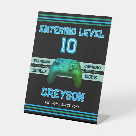 Double digits! Perfect Ten Year old Birthday  Reclamebord Met Voetstuk (Voorkant)