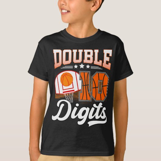 Double Digits Ten Basketball 10 Year Old Birthday  T-shirt (Voorkant)