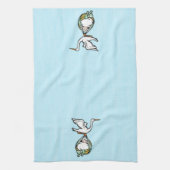 Double Display Stork Carries a Baby Boy Theedoek (Verticaal)