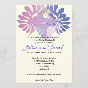 Double Doves B'nai Mitzvah Invitation Kaart