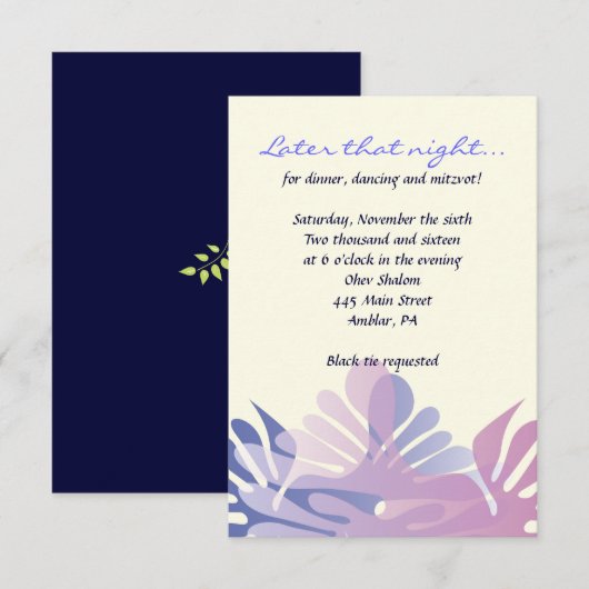 Double Doves B'nai Mitzvah Invitation Party Card Kaart (Voorkant / Achterkant)