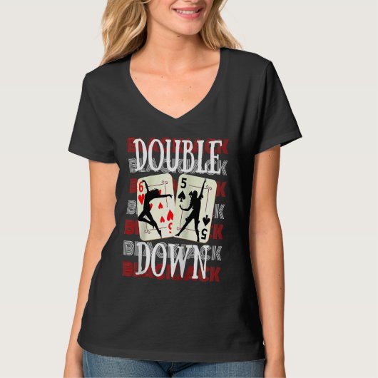 Double Down 21 Casino Gambling Blackjack Raglan Ba T-shirt (Voorkant)