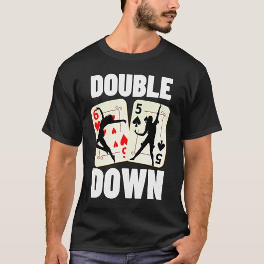 Double Down 21 Casino Gambling Blackjack T-shirt (Voorkant)
