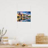 Double Exposue of USA Map and Landscape Poster (Keuken)