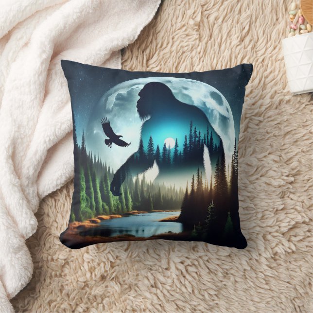 Double Exposure Bigfoot, Eagle and Full Moon Kussen (Deken)