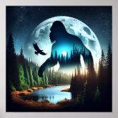 Double Exposure Bigfoot, Eagle and Full Moon Poster (Voorkant)