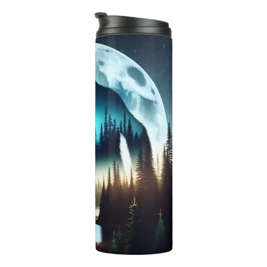 Double Exposure Bigfoot, Eagle and Full Moon Thermosbeker (Geroteerd rechts)