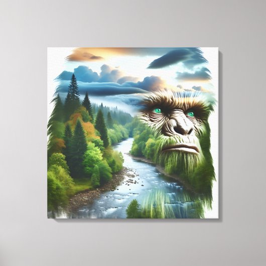 Double Exposure Bigfoot in Nature Canvas Afdruk (Voorkant)