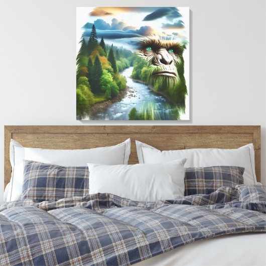 Double Exposure Bigfoot in Nature Canvas Afdruk (Insitu (Slaapkamer))