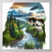 Double Exposure Bigfoot in Nature  Poster (Voorkant)