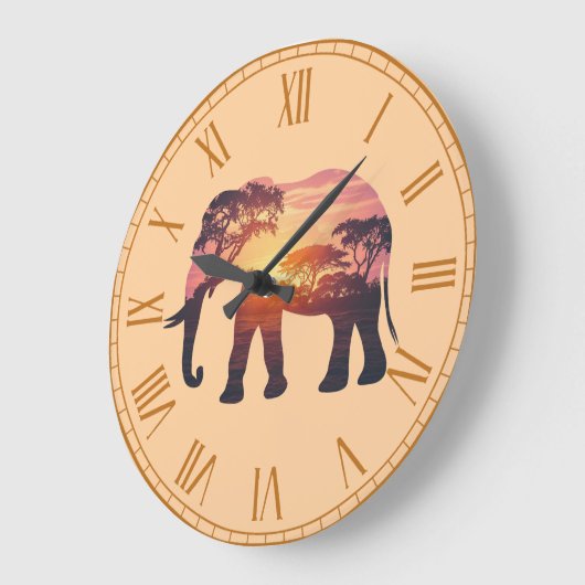 Double Exposure Elephant Silhouette Design – Savan Grote Klok (Hoek)
