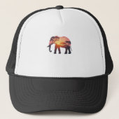 Double Exposure Elephant Silhouette Design – Savan Trucker Pet (Voorkant)