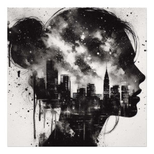 Double Exposure Girl Healing beroemd gemaakt door Foto Afdruk
