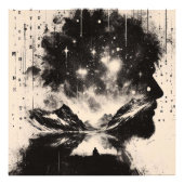 Double Exposure Man Profiel City Skyline Foto Afdruk (Voorkant)