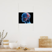 Double Exposure menselijke schedel en de Amerikaan Poster (Keuken)