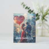 Double Exposure Paar in de liefde Valentijn Briefkaart (Staand voorkant)