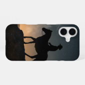 Double Exposure Phone Case - Lone Rider Starry Sky iPhone 16 Hoesje (Achterkant horizontaal)