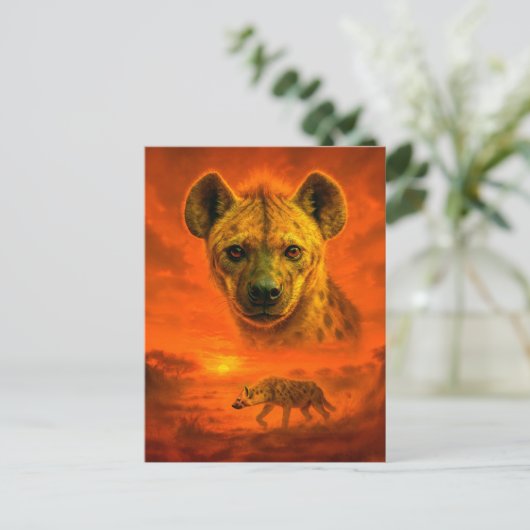 Double Exposure Portret van de Afrikaanse hyena Feestdagenkaart (Staand voorkant)