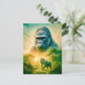 Double Exposure Portret van de berggorilla Feestdagenkaart (Staand voorkant)