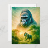 Double Exposure Portret van de berggorilla Feestdagenkaart (Voorkant / Achterkant)