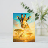 Double Exposure Portret van een Afrikaanse Giraffe Feestdagenkaart (Staand voorkant)