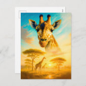 Double Exposure Portret van een Afrikaanse Giraffe Feestdagenkaart (Voorkant / Achterkant)