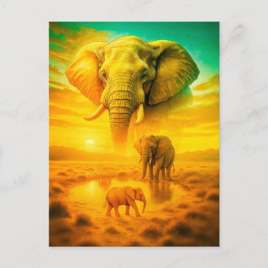 Double Exposure Portret van een Afrikaanse olifant Feestdagenkaart (Voorkant)