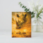 Double Exposure Portret van een witte neushoorn Feestdagenkaart (Staand voorkant)