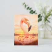 Double Exposure Portret van roze flamingo Feestdagenkaart (Staand voorkant)