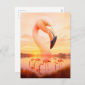 Double Exposure Portret van roze flamingo Feestdagenkaart (Voorkant / Achterkant)