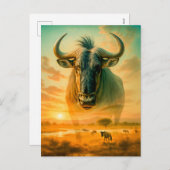 Double Exposure Portret van Wildebeest Feestdagenkaart (Voorkant / Achterkant)