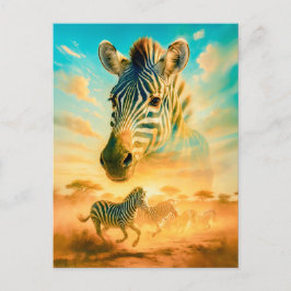 Double Exposure Portret van Zebra Feestdagenkaart